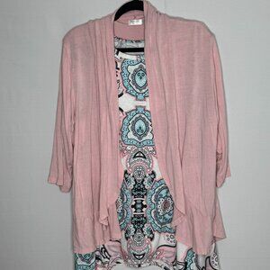 Tank Top with Cardigan Outfit 2X Pinks & Blues